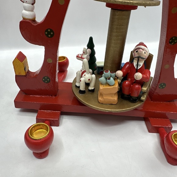 Santa's  Workbench Wood Windmill Christmas Nativity Pyramid 3 Tier Carousel - Picture 6 of 16